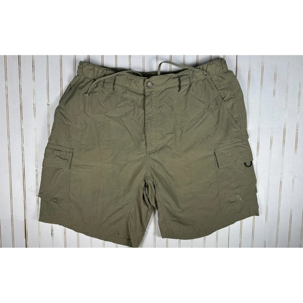 The North Face Shorts Mens L Nylon Hiking Outdoor Khaki Elastic Waist Utility 33
